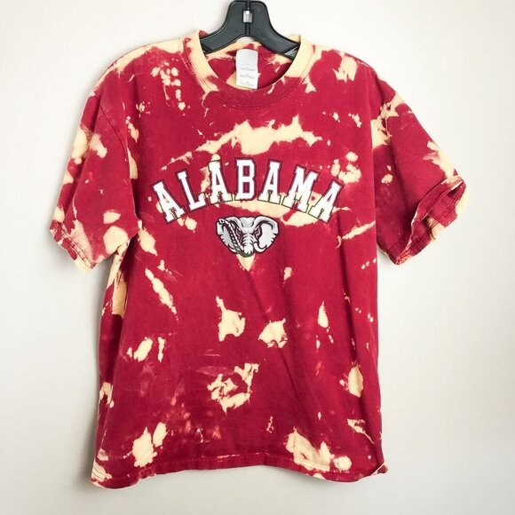 Alabama Crimson Tide Tie Dye Logo Crewneck T Shirt Medium Red - Picture 1 of 5